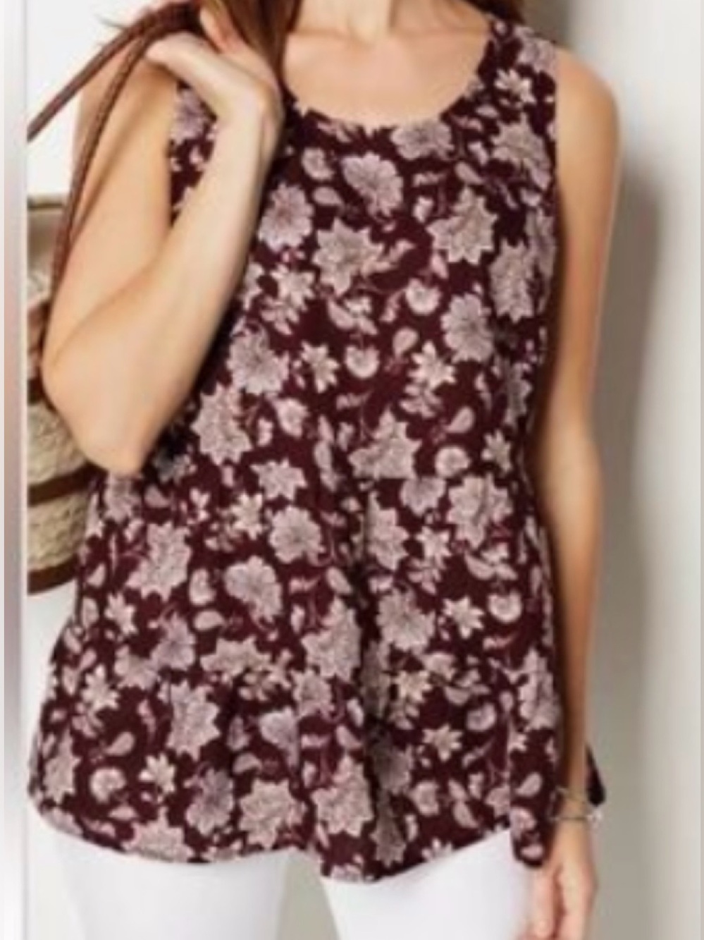 Pretty Floral Print Sleeveless Linen Top from J Jill. Size XL.